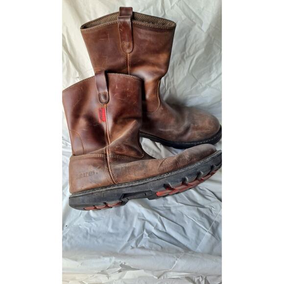 VTG Mens BRAZOS STEEL TOE Waterproof WORK Leather Brown Boots Sz 12 D - Picture 12 of 12